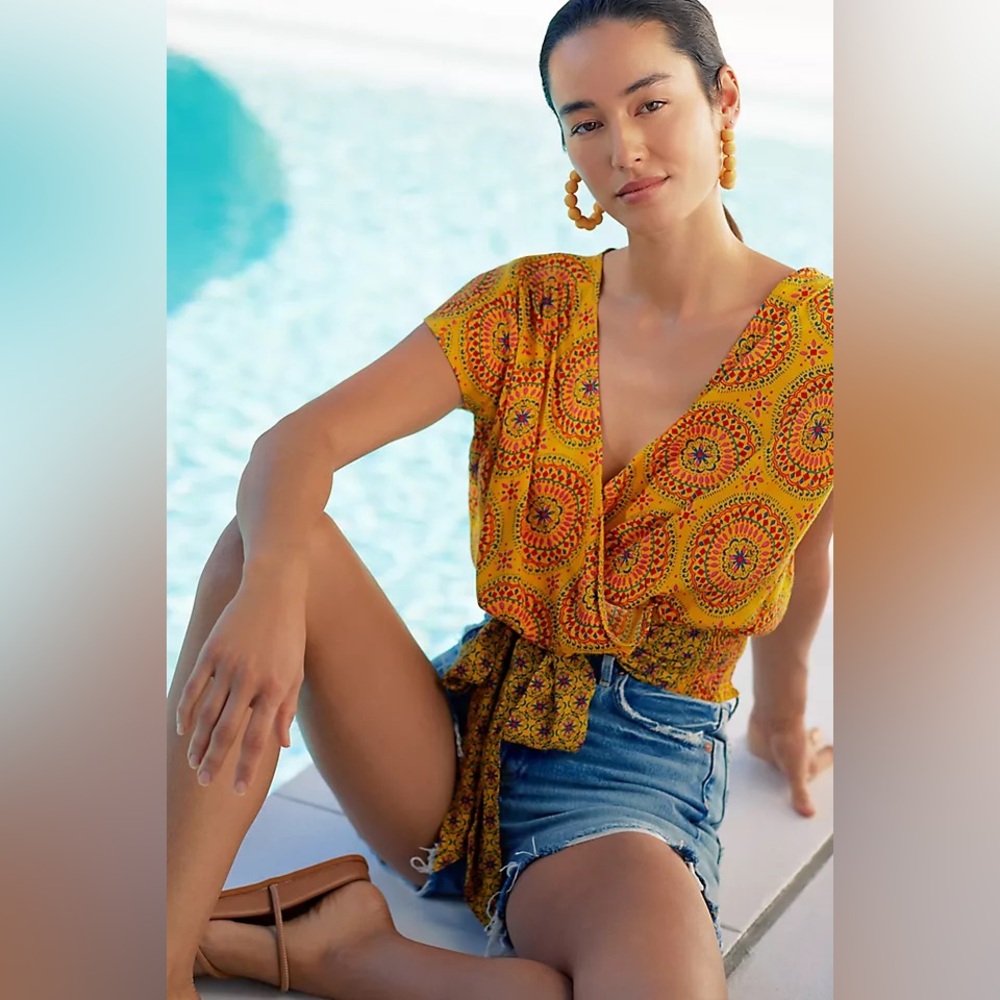 Maeve Cap-Sleeved Blouse I Anthropologie